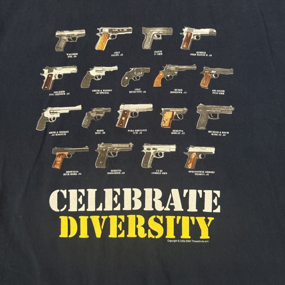 Vintage Celebrate Diversity Firearms Guns Shirt Men's Size Large 2nd Amendment - Picture 2 of 4